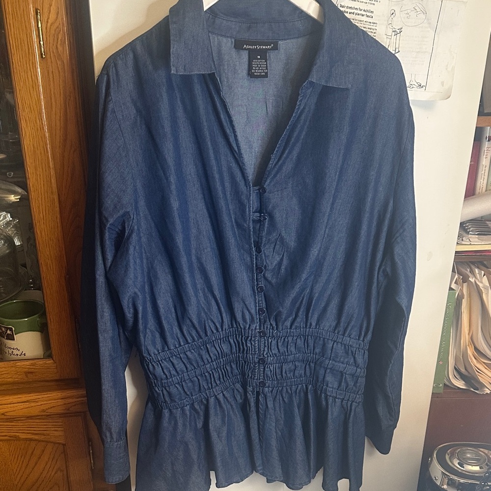 Ashley Stewart Denim Blue Shirt